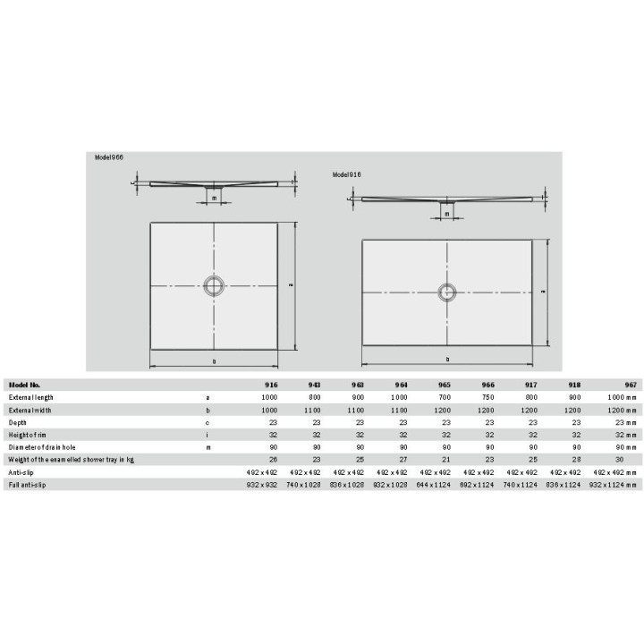 Brodzik prostokątny Kaldewei Scona 110 x 90 x 2,3 cm, biała, rama montażowa FR/ESR II - sanitbuy.pl