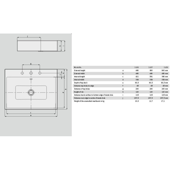 Umywalka nablatowa Kaldewei Puro 60 x 46 x 12 cm, biała, otwór na baterię, z przelewem, powierzchnia uszlachetniona- sanitbuy.pl