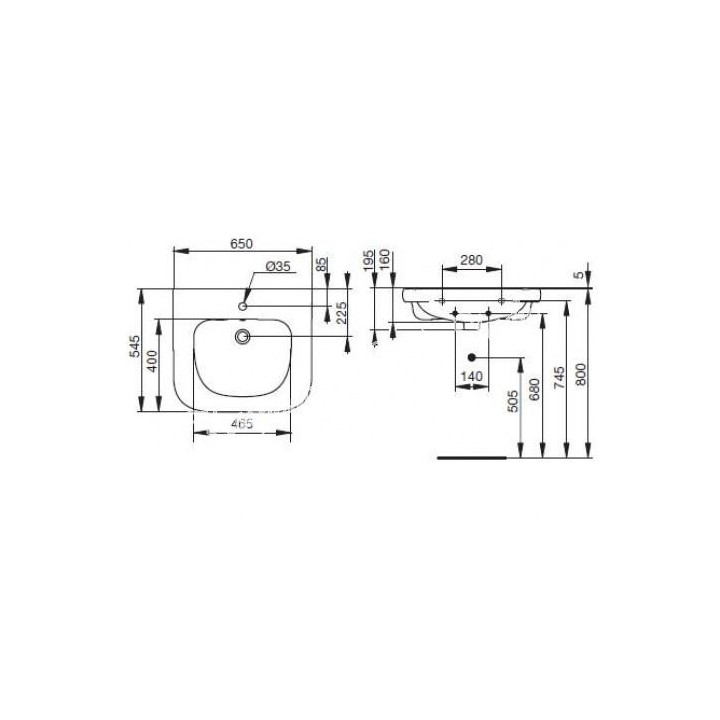 Umywalka wisząca 65 cm Ideal Standard Contour 21- sanitbuy.pl