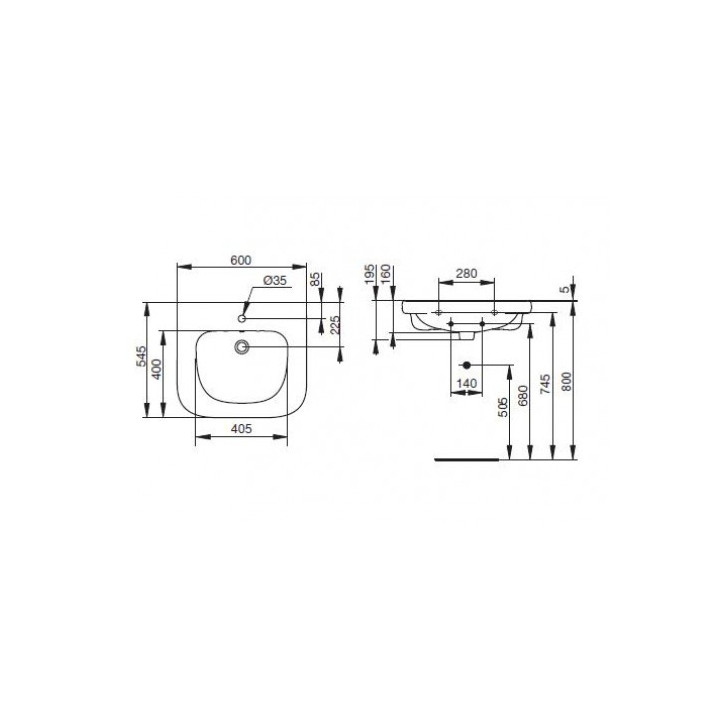 Umywalka wisząca 60 cm Ideal Standard Contour 21- sanitbuy.pl