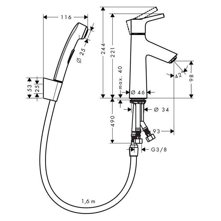 Zestaw Bidette Hansgrohe Talis E wys. 220 mm, chrom, odpływ Push-Open G 1 1/4"- sanitbuy.pl
