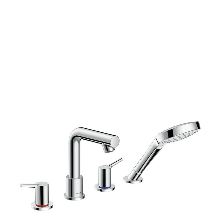 Bateria wannowa 4-otworowa Hansgrohe Talis S chrom, montaż na brzegu wanny, el. zewnętrzny, system zabezpieczeń EN1717- sanitbuy