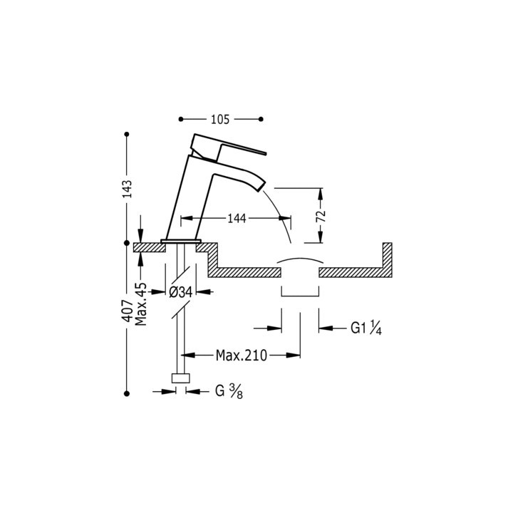Bateria umywalkowa Cuadro Tres, wys. 14,3 cm, dł. wylewki 14,4 cm, chrom- sanitbuy.pl