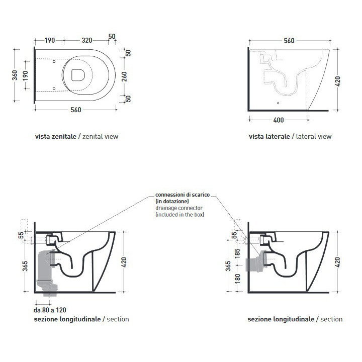 Miska stojąca WC Flaminia Link biała, goclean, odpływ w podłodze- sanitbuy.pl