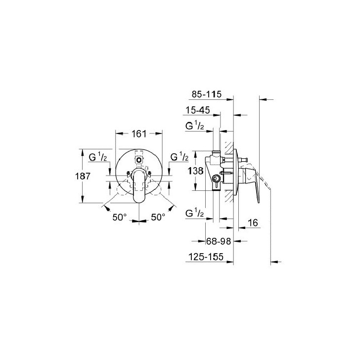 Bateria wannowa Grohe Eurosmart Cosmopolitan, podtynkowa, element zewnętrzny- sanitbuy.pl