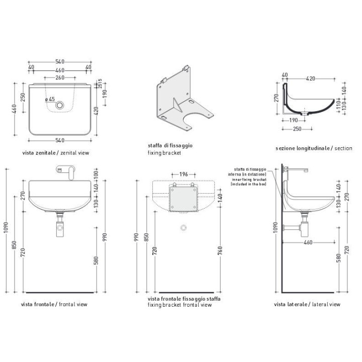 Umywalka wisząca Flaminia Plate 54 biały połysk, 54 x 46 cm, bez przelewu- sanitbuy.pl