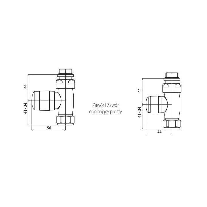 Zestaw zaworów Irsap termostatycznych prostych, łącznik stalowy - biały- sanitbuy.pl