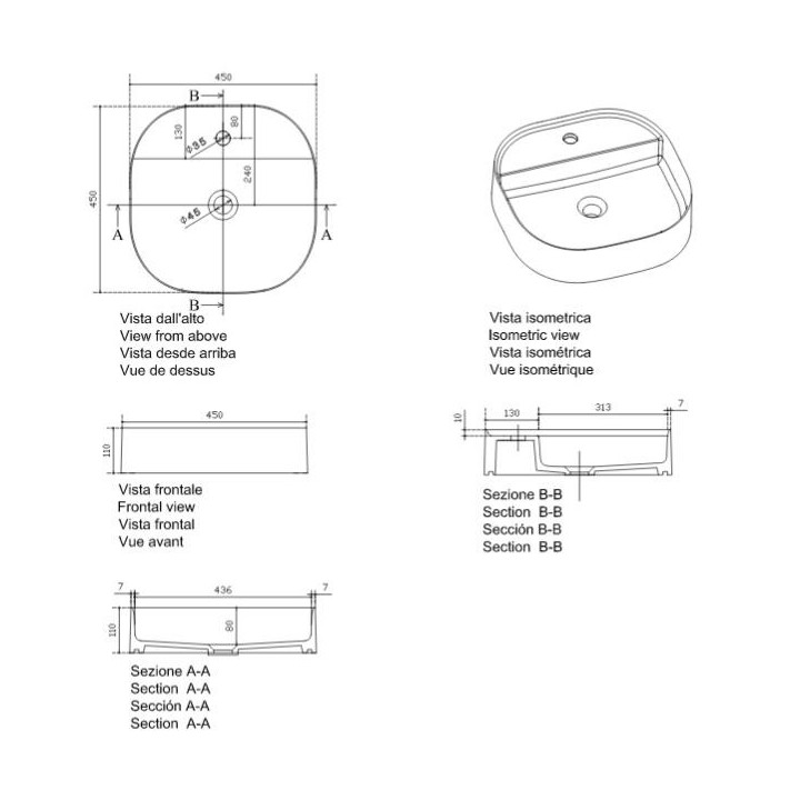 Umywalka nablatowa Galassia SmartB biała, śr. 45 cm, z otworem na baterię- sanitbuy.pl