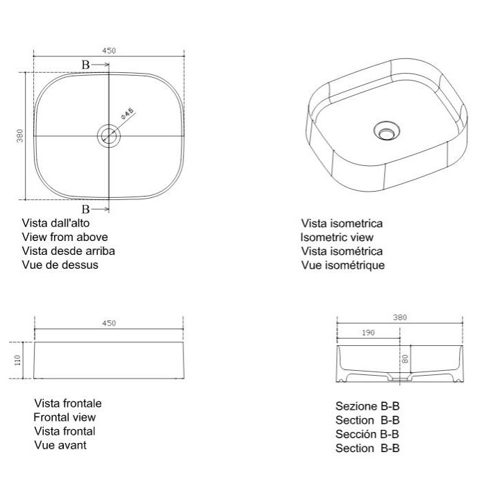 Umywalka nablatowa, prostokątna Galassia SmartB biała, 65 x 45 cm, z otworem na baterię- sanitbuy.pl
