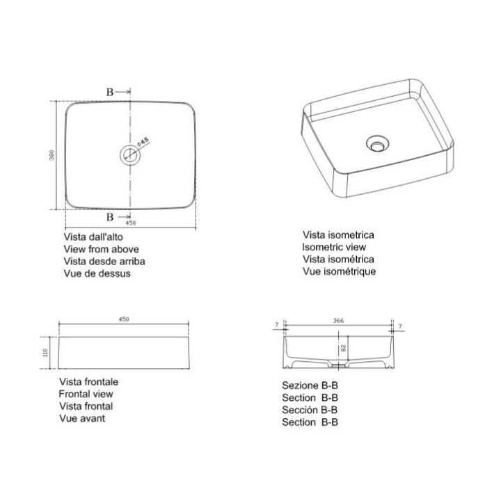 Umywalka nablatowa, prostokątna Galassia SmartB biała, 95 x 38 cm, bez otworu i półki na baterię- sanitbuy.pl