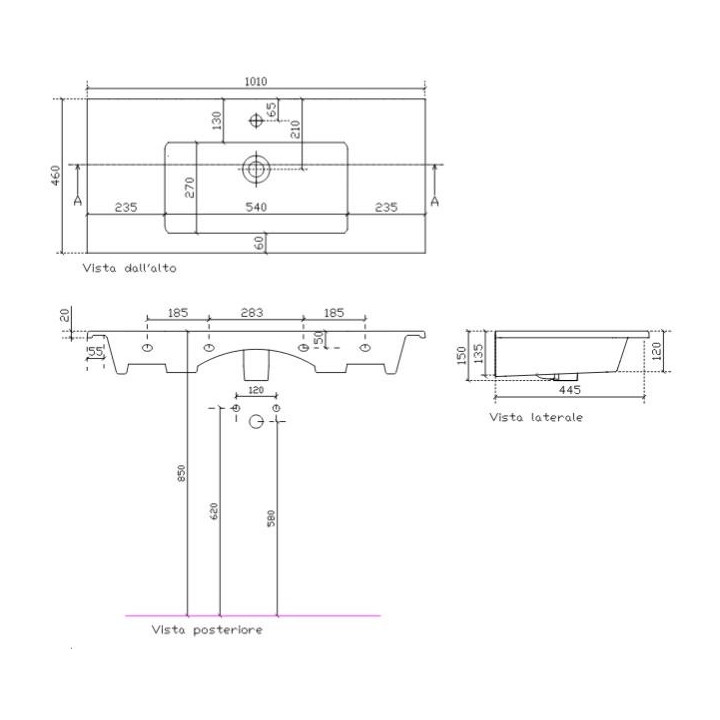 Umywalka wisząca/nablatowa Galassia Eden biała, 121 x 46 x 12 cm, przelew i otwór na baterię- sanitbuy.pl
