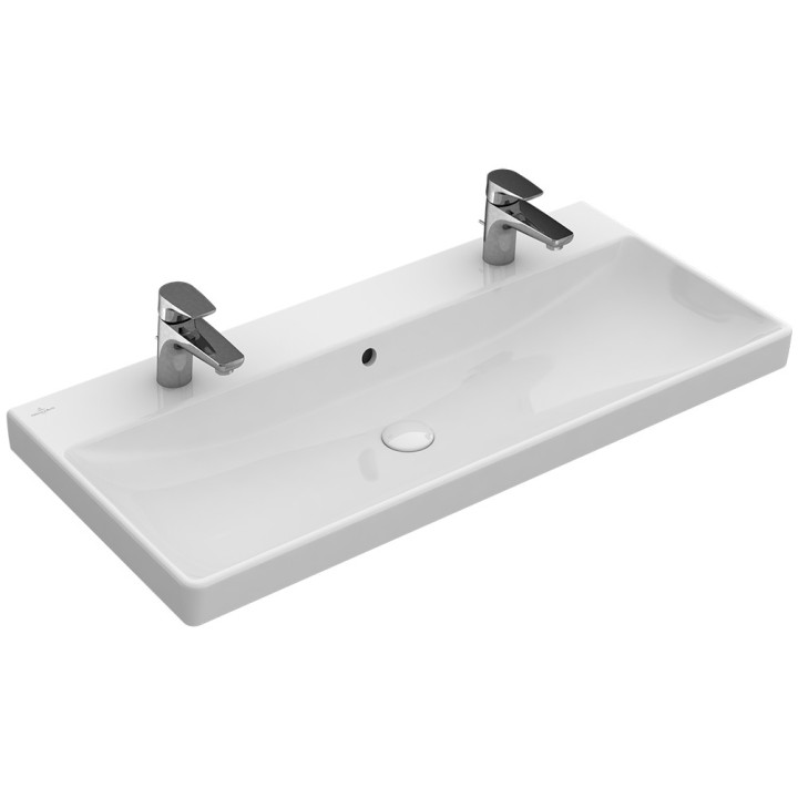 Umywalka meblowa, prostokątna Villeroy & Boch biały Alpin, 100 x 47 x 16,5 cm, bez przelewu, 2 otwory na baterię- sanitbuy.pl