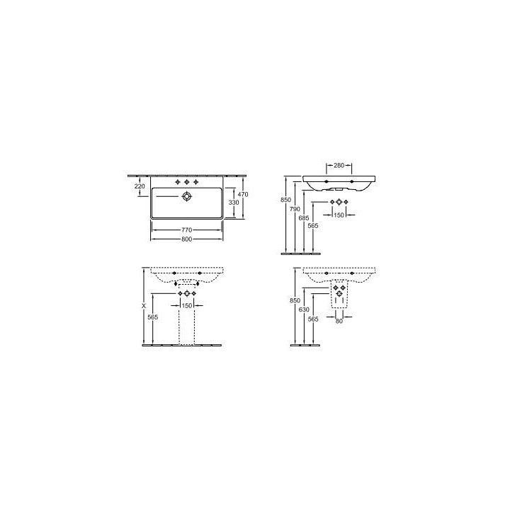 Umywalka meblowa, prostokątna Villeroy & Boch biały Alpin, 100 x 47 x 16,5 cm, przelew, 2 otwory na baterię- sanitbuy.pl