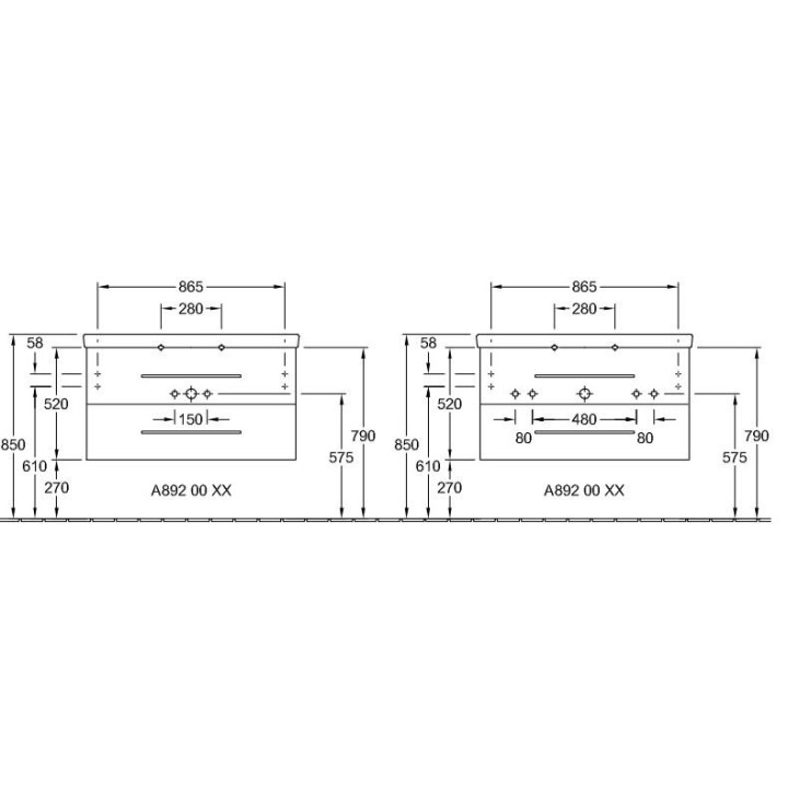 Szafka podumywalkowa Villeroy & Boch Avento kryształowy szary, 96,7 x 52 x 44,7 cm, 2 szuflady- sanitbuy.pl