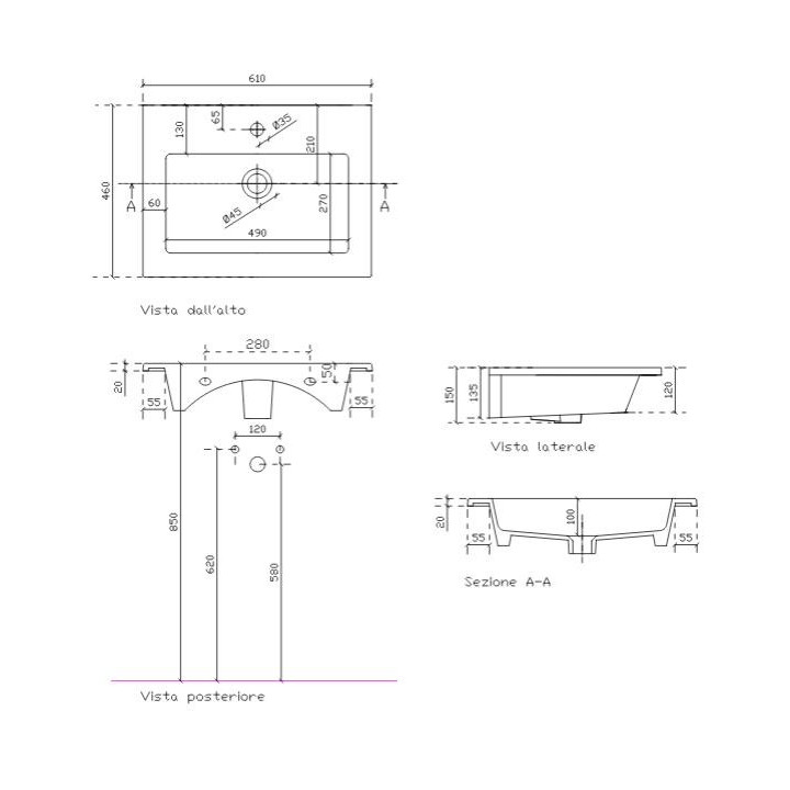 Umywalka wisząca/wpuszczana w blat Galassia Eden biała, 71 x 46 x 15 cm, przelew i otwór na baterię- sanitbuy.pl
