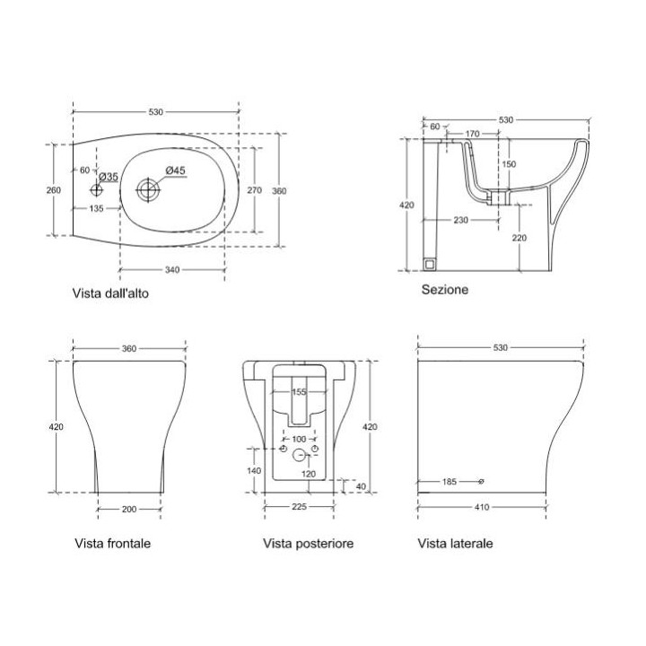 Bidet wiszący Galassia Eden biały, 53 x 36 cm- sanitbuy.pl