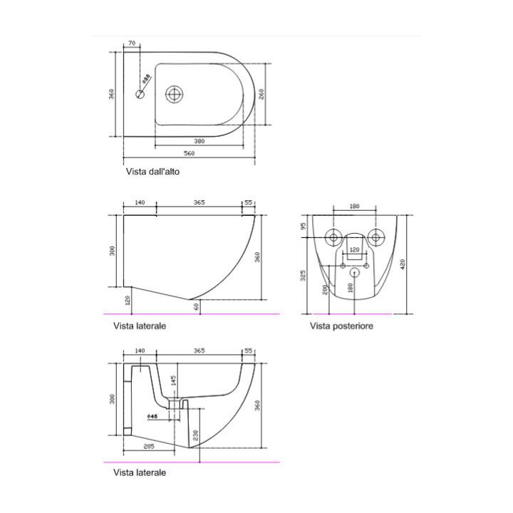 Bidet wiszący Galassia Eden biały, 53 x 36 cm- sanitbuy.pl