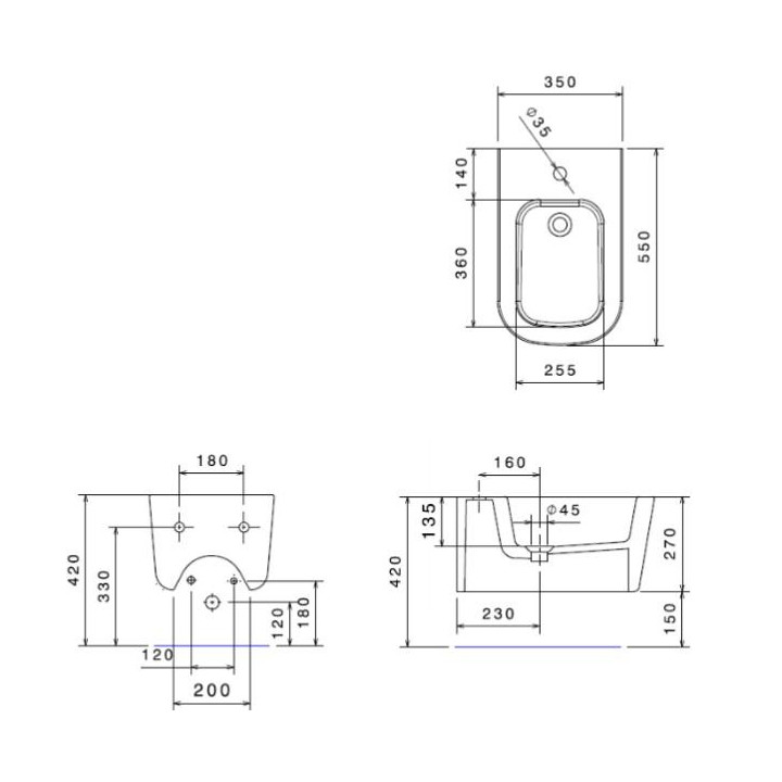 Bidet wiszący Galassia MEG11 biały, 55 x 35 cm- sanitbuy.pl