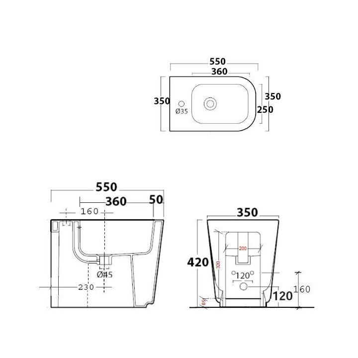 Bidet stojący Galassia Eden biały, 56 x 36 x 44 cm- sanitbuy.pl