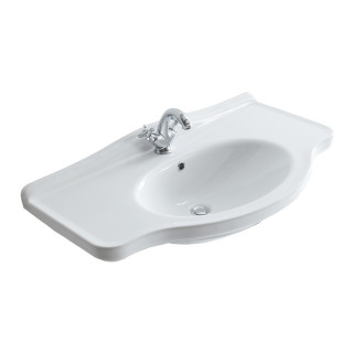 Umywalka wisząca/mocowana na postumencie Galassia MEG11 biała, 110 x 54 cm, przelew, otwór na baterię, retro- sanitbuy.pl