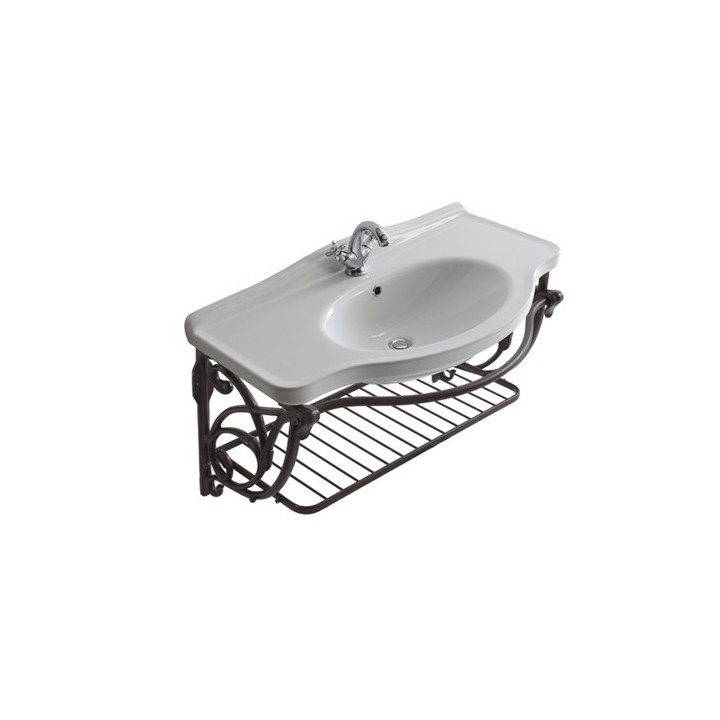 Stelaż podumywalkowy, wiszący Galassia Ethos antyczne aluminium, półka i reling, do umywalek 110 cm, retro - sanitbuy.pl