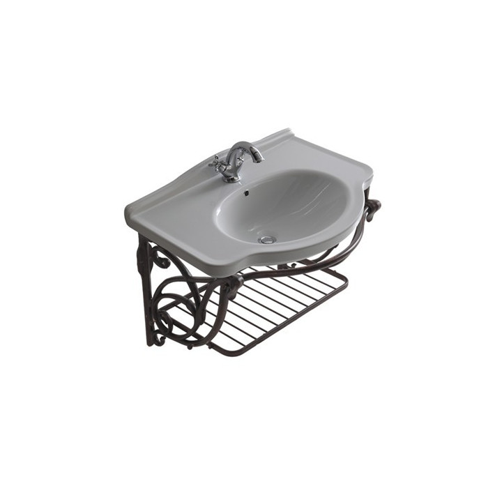 Stelaż podumywalkowy, wiszący Galassia Ethos antyczne aluminium, półka i reling, do umywalek 95 cm, retro - sanitbuy.pl