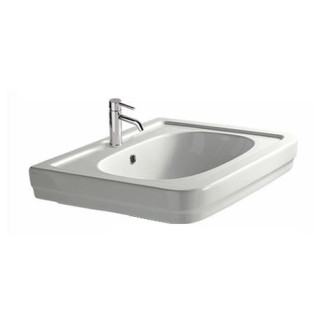 Umywalka wisząca/mocowana na nogach Galassia Ethos biała, 101 x 60 x 27 cm, przelew, otwór na baterię, retro- sanitbuy.pl