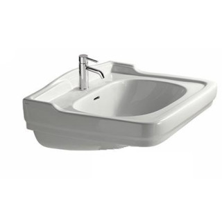 Umywalka wisząca/mocowana na postumencie Galassia Ethos biała, 71 x 58 x 27 cm, przelew, otwór na baterię, retro- sanitbuy.pl