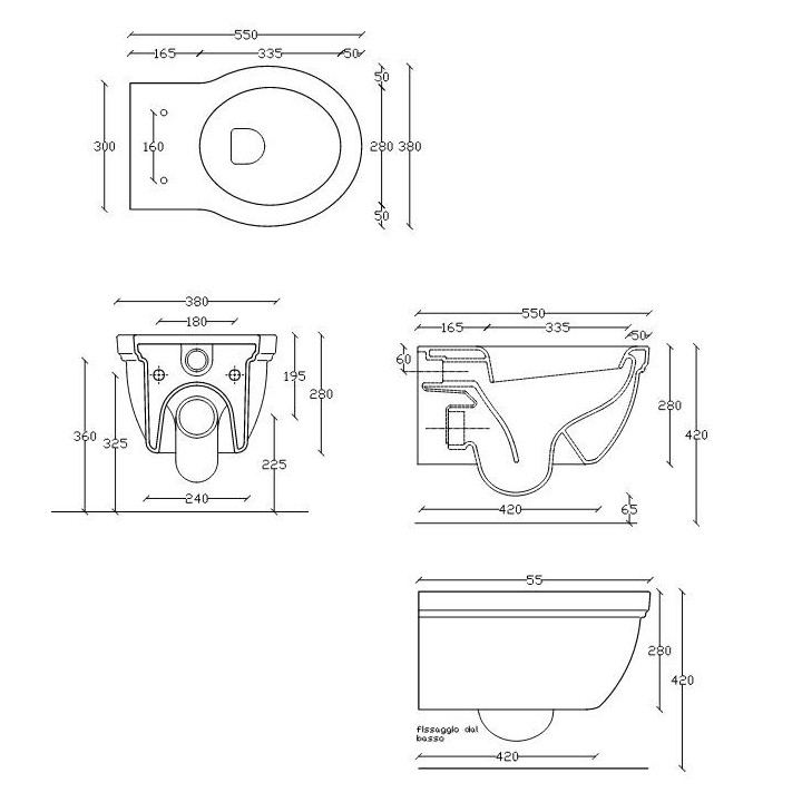 Miska WC wisząca Galassia Ethos biała, 55 x 38 cm, retro- sanitbuy.pl