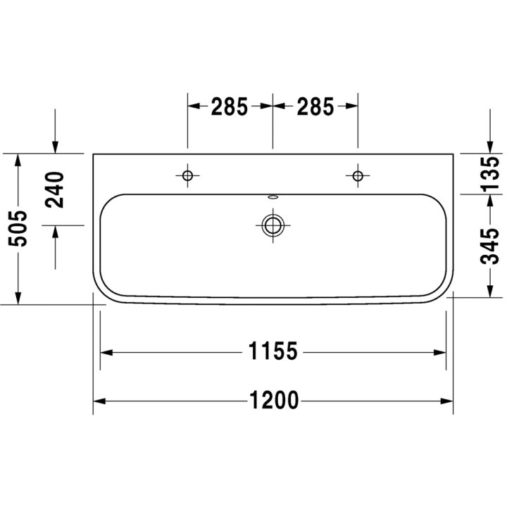 Umywalka meblowa Duravit Happy D., 100 cm, 1-otworowa, Biały Alpin WonderGliss- sanitbuy.pl