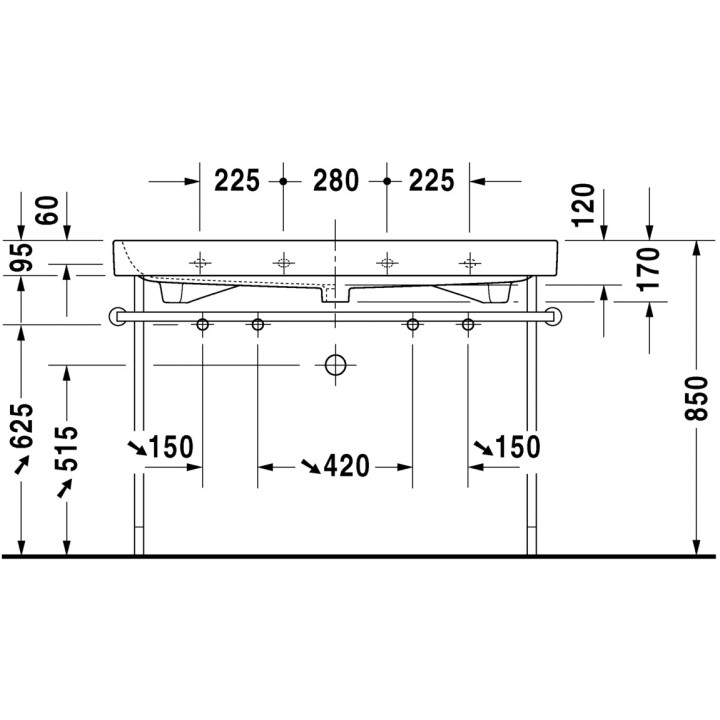 Umywalka meblowa Duravit Happy D., 100 cm, 1-otworowa, Biały Alpin WonderGliss- sanitbuy.pl