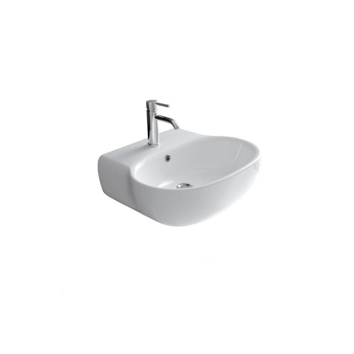 Umywalka owalna, nablatowa Galassia ERGO biała, 60 x 36 cm, otwór na baterię i przelew- sanitbuy.pl