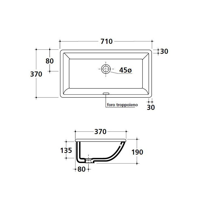 Umywalka podblatowa Galassia Eloise biała, 57 x 43 x 22 cm, bez otworu na baterię, z przelewem- sanitbuy.pl