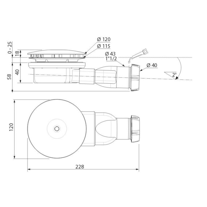 Syfon do brodzika Radaway R500 chrom, wys. 70 mm- sanitbuy.pl