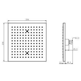 Deszczownica kwadratowa Omnires 25x25 - sanitbuy.pl