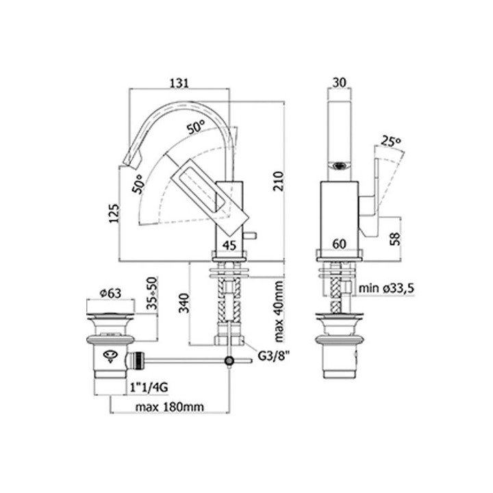 Bateria bidetowa z korkiem Paffoni Elle / Effe- sanitbuy.pl