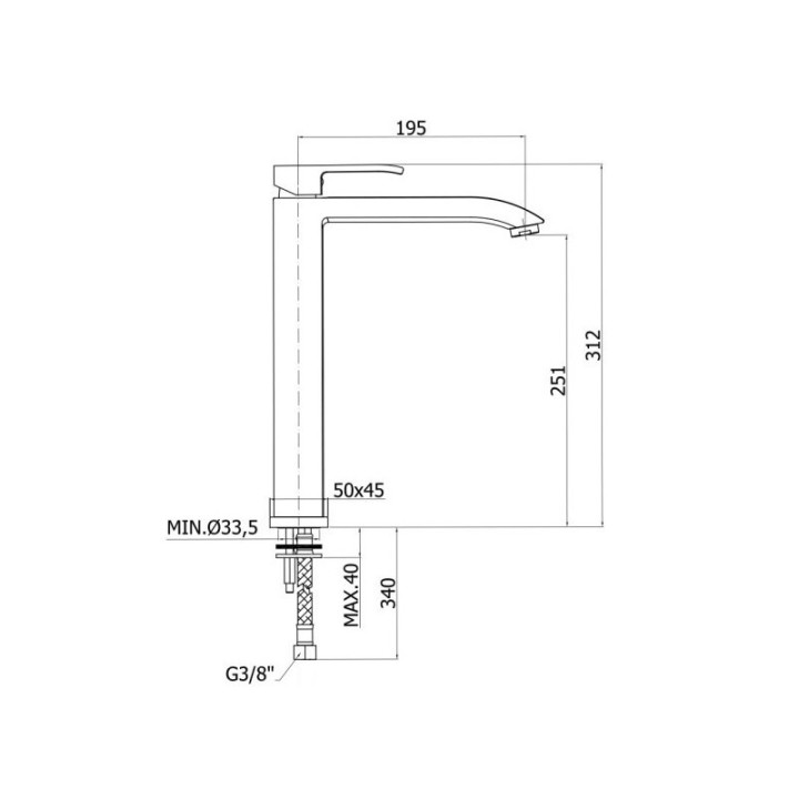 Bateria umywalkowa wysoka bez korka Paffoni Level- sanitbuy.pl
