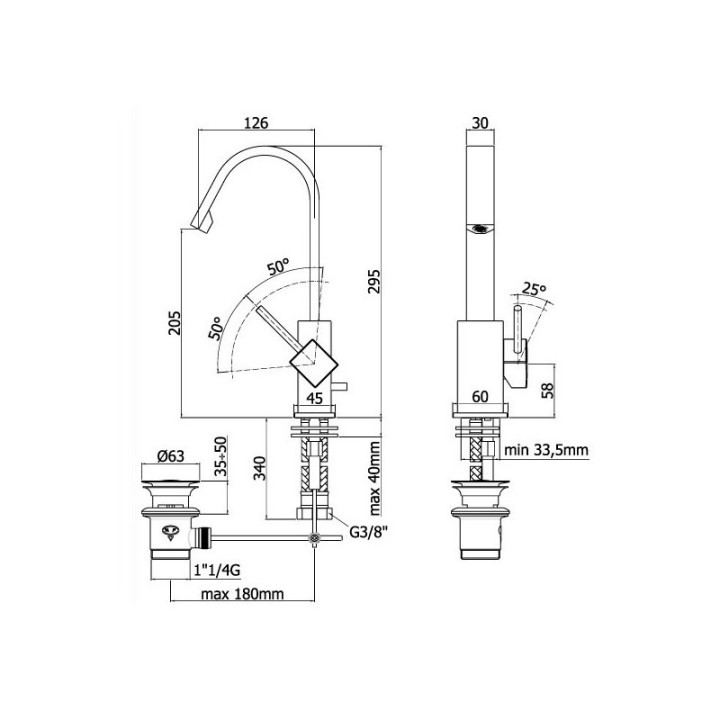 Bateria umywalkowa wysoka Paffoni Level- sanitbuy.pl