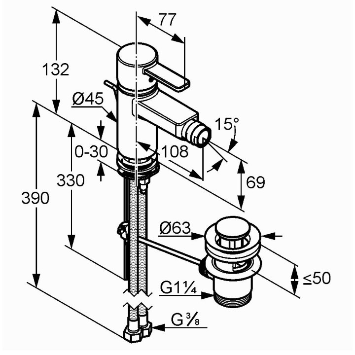 Bateria bidetowa jednouchwytowa Kludi ZENTA- sanitbuy.pl