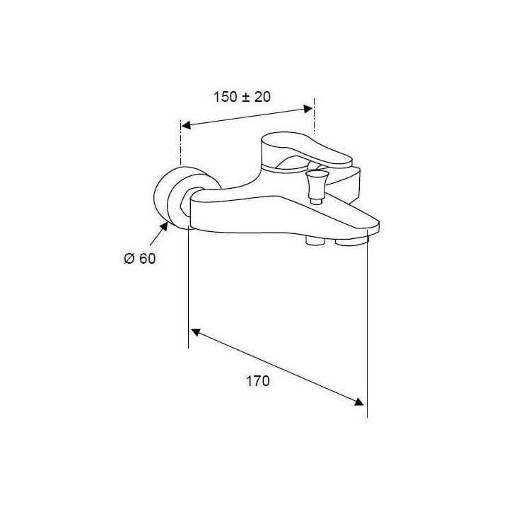 Bateria wannowa ścienna korpus Daniel Omega- sanitbuy.pl