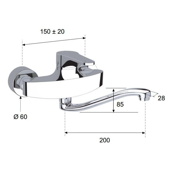 Bateria umywalkowa ścienna Daniel Omega- sanitbuy.pl