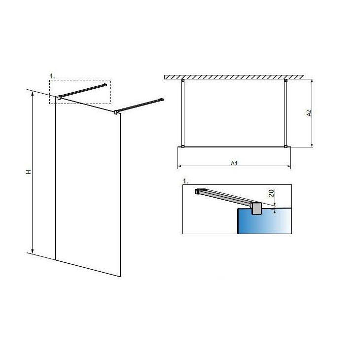 Ścianka Walk-In Radaway Modo New I 120-150 x 150-230cm, chrom, szkło przejrzyste- sanitbuy.pl
