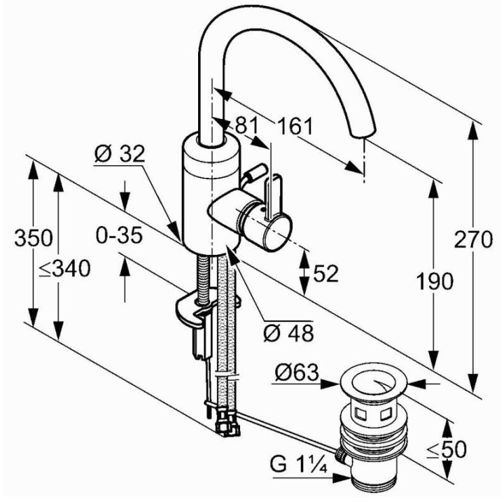 Bateria umywalkowa jednouchwytowa  Kludi ZENTA z wysoką wylewką- sanitbuy.pl