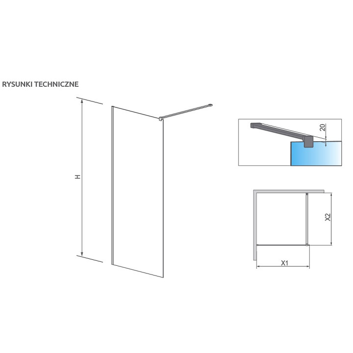Ścianka Walk-In Radaway Modo II New 160, 158.5-159.5x200cm, chrom, szkło przejrzyste- sanitbuy.pl
