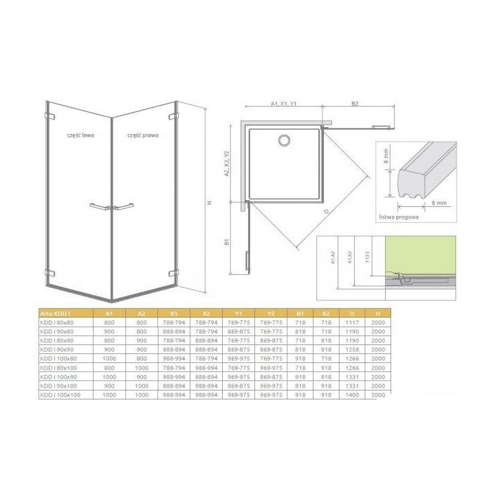 Radaway Arta KDD I kabina 1000x80cm szkło przejrzyste- sanitbuy.pl