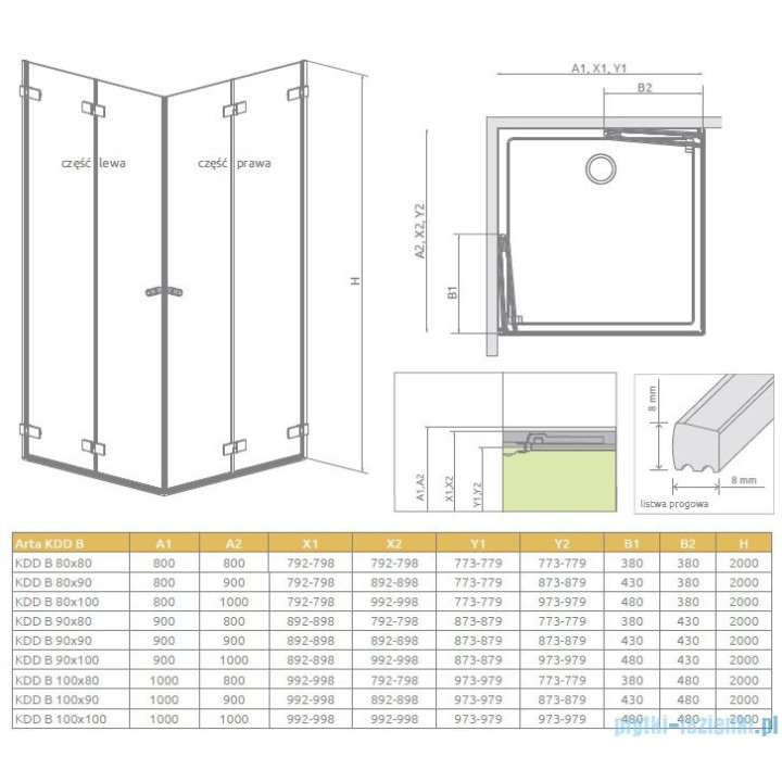 Radaway Arta KDD B kabina 80x80cm szkło przejrzyste- sanitbuy.pl
