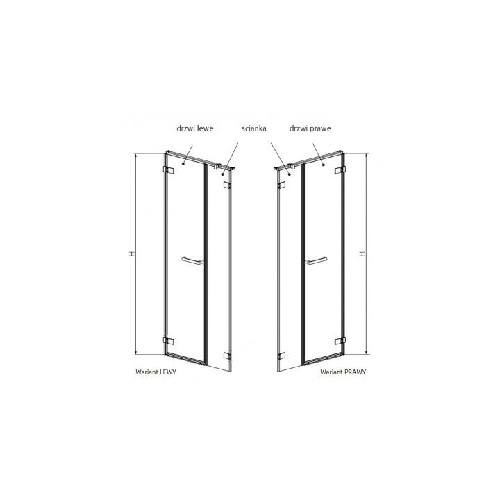 Drzwi prysznicowe 100cm x 200cm ze ścianką stałą lewe Radaway Arta DWS- sanitbuy.pl
