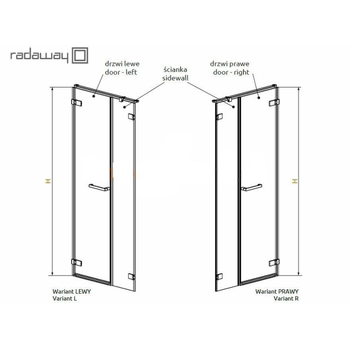 Drzwi prysznicowe wnękowe 100cm x 200cm lewe Radaway Arta DWB- sanitbuy.pl