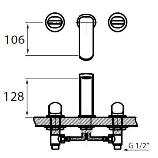 Bateria umywalkowa 3-otworowa bez korka Vedo Cento- sanitbuy.pl