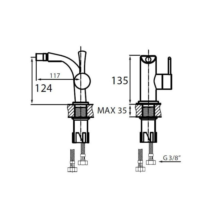 Bateria bidetowa bez korka Vedo Cento- sanitbuy.pl